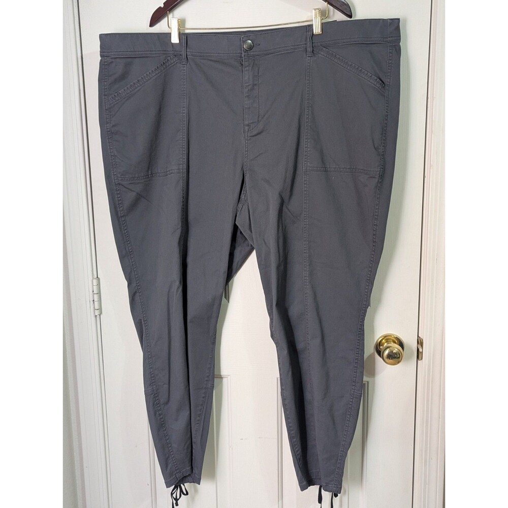 NWT Lane Bryant Mid Rise Skinny Pants Womens 28 Gray Lace Up Ankle Cuffs